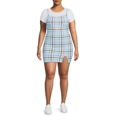 No Boundaries Juniors’ Plus Size Dress with Shirt, 2-Piece Set