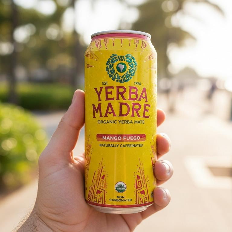 Guayaki Yerba Mate Mango Fuego - Organic Yerba Mate Energy Tea Drink, Tropical Mango Flavor - Pack of 6