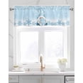 thumbnail image 2 of Blue Gnomes Christmas Linen Curtain Valance for Bedroom/Bathroom/Kitchen/Office/Living/Dining Room Window,Xmas Winter Snowflake Blue Rod Pocket Topper Decorative Cafe Drapes Panel 42"x18", 2 of 6