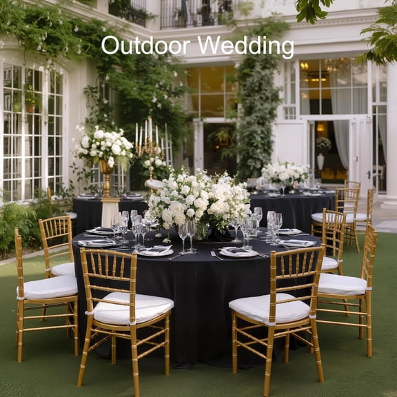 Joybest 6 Pack Round Tablecloths 120 Inch Black Polyester Table Cloth, Stain and Wrinkle Resistant Washable Fabric Table Cover for Wedding, Party, Reception, Banquet, Dining