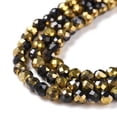 thumbnail image 5 of 20strands Electroplate Glass Beads Strands Half Plated Faceted Round Golden Plated 3x2.5mm Hole: 0.7mm about 149pcs/strand 14.57''(37cm), 5 of 5
