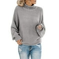 thumbnail image 2 of Clearance!NMMUED Turtleneck Sweater Women, Cable Knit Sweater Women, Oversized Sweaters for Women, Pullover Sweaters for Women, Spring Sweaters for Women 2025, Gray 3XL, 2 of 8