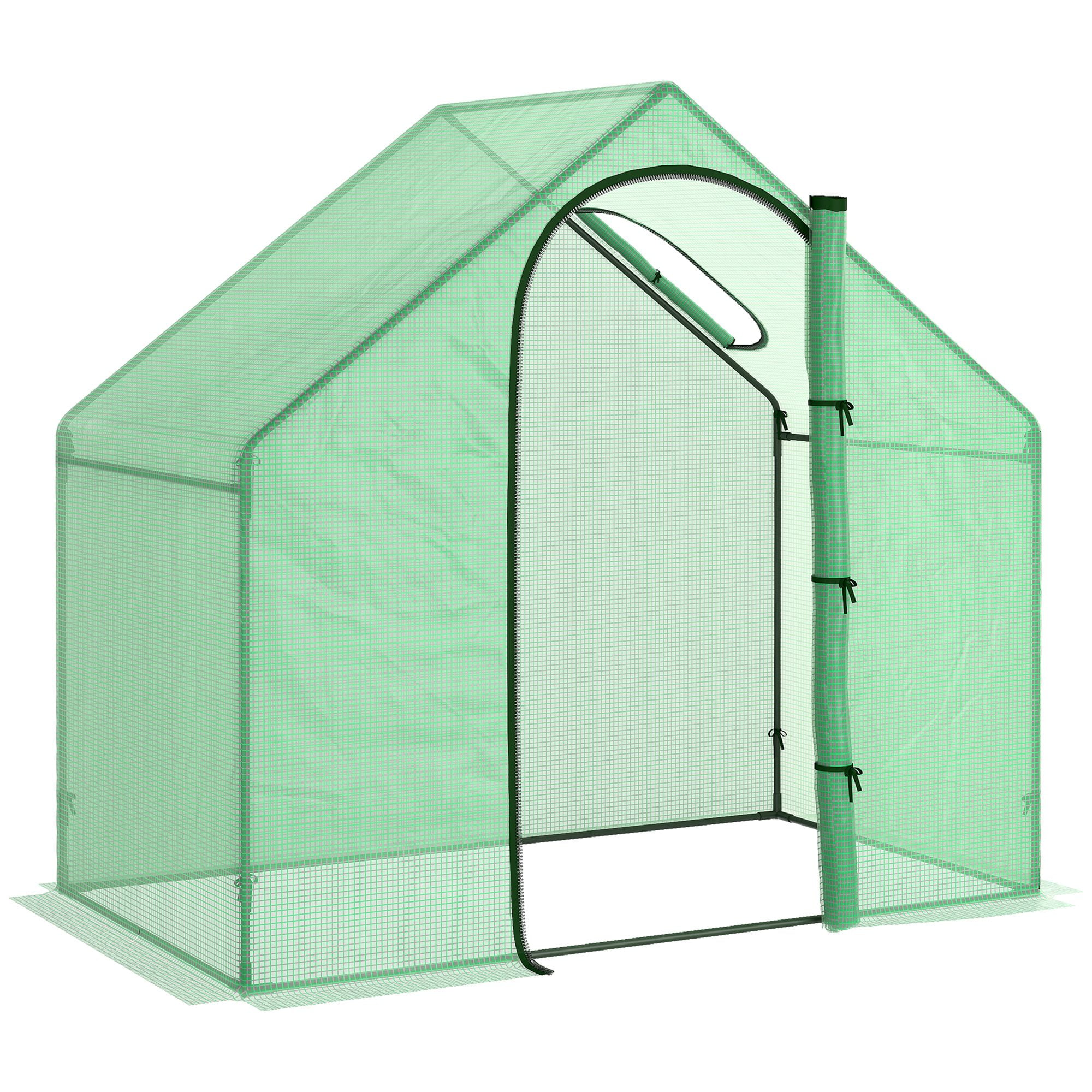 Outsunny 6' x 3' x 5.5' Portable Walk-in Greenhouse, PE Cover, Steel Frame Garden Hot House, Zipper Door, Top Vent for Flowers, Vegetables, Saplings, Green
