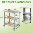 thumbnail image 3 of YODOLLA Foldable Outdoor Grill Cart 3 Tiers Stainless Steel Rolling Cart with Wheels Metal Utility Storage Trolley,Silver, 3 of 13