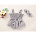 thumbnail image 3 of Bébés Filles 2Pcs Tenues d'Été Sans Manches Fripe Smoked Sangle Romper avec Bandeau, 3 of 7