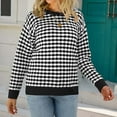 thumbnail image 5 of VSSSJ Womens Long Sleeve Pullover Sweaters Casual Crewneck Classic Plaid Geometric Printed Soft Comfy Knitted Sweater Jumper Tops Black S, 5 of 6