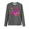 thumbnail image 3 of CLOISE Breast Cancer Shirts for Women Long Sleeve Crew Neck T Shirts Ribbon Oversized Breast Cancer Support Shirts Fashion Comfort Blouses Cancer Awareness in October Outfits Gray L, 3 of 4