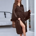 thumbnail image 2 of PEASKJP Tie Front Robe for Women Towel Bathrobes Long Soft Absorbent Robes Home Hotel Spa Robe, Khaki XL, 2 of 4