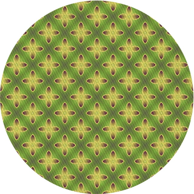 Ahgly Company Machine Washable Indoor Round Transitional Pistachio Green Area Rugs, 3' Round
