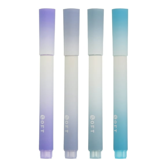 Uxcell Highlighter Pen, 4 Pack Quick Dry Broad Tip Writing Marker Pens Style 5, Blue Purple