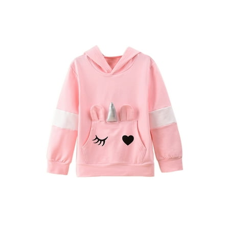 

Sunisery Toddler Baby Girl Clothes Kawaii Unicorn Long Sleeve Tie Dye Hooded Tops Sweatshirts with Pockets Fall Winter Outfits Pink 3-4 Years