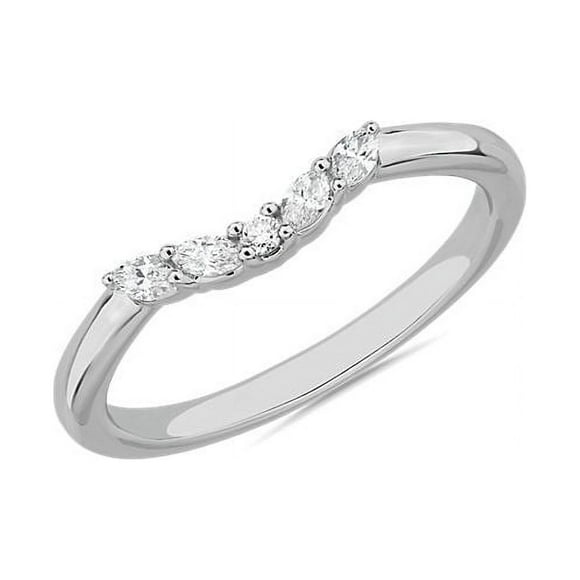 0.25 Carat Color F-G, Clarity VS1, Marquise Cut Natural Diamond Unique Eternity Band for Anniversary & Wedding Solid 18K White Gold Size 4