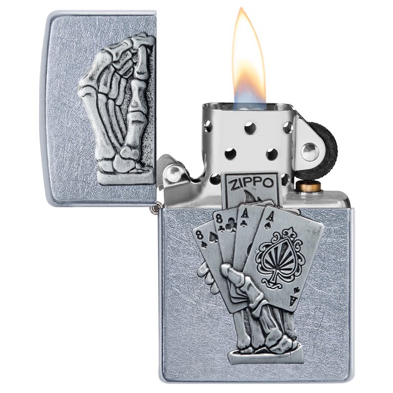 Zippo Dead Mans Hand Emblem Design Street Chrome Pocket
