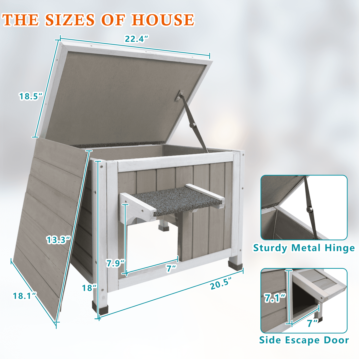 PETSCOSSET Insulated Cat House, Outdoor Small Feral Cat Shelter for Winter with Escape Door