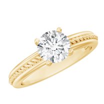 Rosec Jewels Solitaire Diamond Ring - Half Carat Engagement Ring Lab Grown (5 MM, EF-VS Grade), 18K Yellow Gold, US 12.00