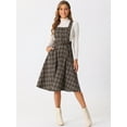thumbnail image 4 of DARING DIVA Women's Plaid Vintage A Line Pinafore Dress XS Brown, 4 of 6