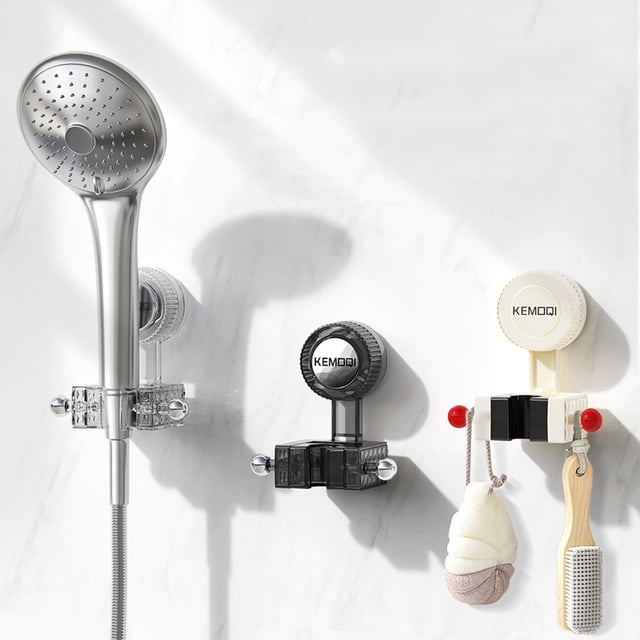 Cadeaux des Fêtes! Gspmoly Support de Douche à Ventouse Réglable Support de Pomme de Douche Support Mural Douchette à Main Support de Baguette de Pomme de Douche Fixation à Forte Aspiration Sans Perçage Pomme de Douche Cadeaux des Fêtes