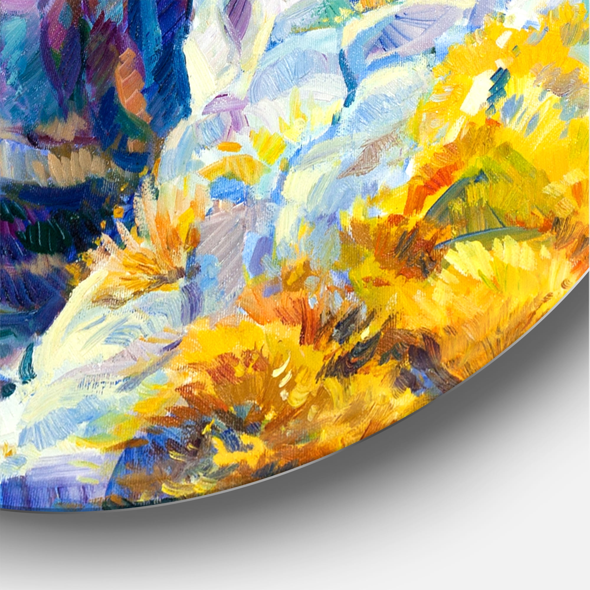 Designart 'The Blue Ocean By Rocky Cliffs II' Nautical & Coastal Circle Metal Wall Art 29x29 - Disc of 29