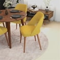 thumbnail image 6 of Hendrix 5-Piece Mid-Century Round Dining set w/ 4 Fabric Dining Chairs in Yellow, 6 of 6