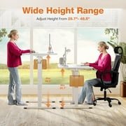Electric Stand up Desk, 55'' Wide Desktop with Adjustable Height, Standing Computer Desk for Home Ofiice, White