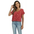 thumbnail image 7 of Uvplove Summer Blouses for Women Elegant Casual V Neck Chiffon Blouses Tops Shirts,MM F Red,2XL, 7 of 7