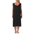 thumbnail image 3 of Camisón de algodón para mujer sin mangas, vestido largo de tanque, quimono de cuello redondo, pijamas de salón, camiseta de noche XL negra, 3 of 6
