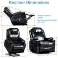 thumbnail image 2 of MERITLIFE Genuine Leather Power Lift Recliner with Massage, Heat, USB Ports, Cupholders, Black, 2 of 12