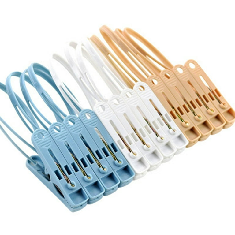 Plastic Clothes Pins Laundry Clips,12 Pcs Colorful Clothespins,Small  Clothes Pin with Clothespin Bag,Clothespins for Hanging Clothes 