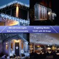 thumbnail image 4 of FNNMNNR LED Icicle Lights 300 LED 19.6Ft 8 Modes with 60 Drops Icicle Christmas Lights with Timer Waterproof Connectable Outdoor String Lights for Holiday Christmas Wedding Party Backdrop, 4 of 7