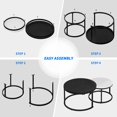 thumbnail image 4 of DEXTRUS Round Nesting Coffee Table Set of 2, Snack End Table with Metal Frame for Living Room, White & Black, 4 of 6