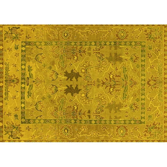 Ahgly Company Machine Washable Indoor Rectangle Abstract Yellow Modern Area Rugs, 5' x 8'