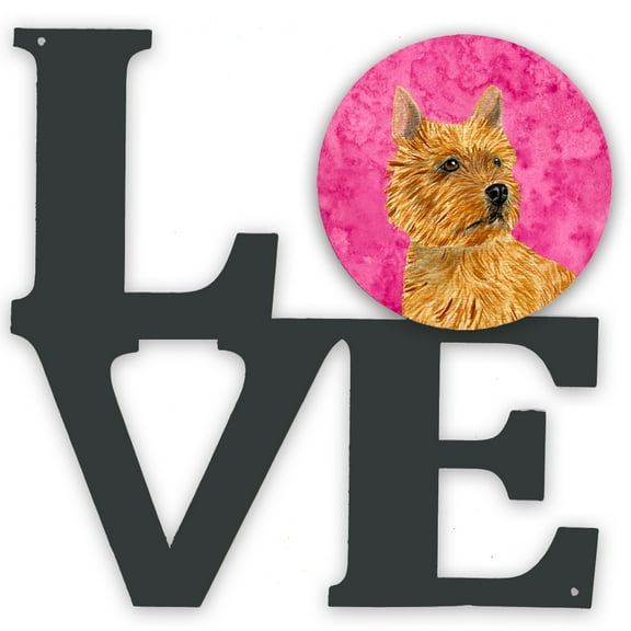 Pink Norwich Terrier Metal Wall Artwork LOVE