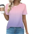 thumbnail image 2 of CHGBMOK Blouses pour Femmes Col Rond Mode Décontractée Manches Courtes Printemps/été Tailles 3TG, 2 of 5