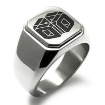 Stainless Steel Letter O Initial 3D Cube Box Monogram Engraved Engraved Square Flat Top Biker Style Polished Signet Ring