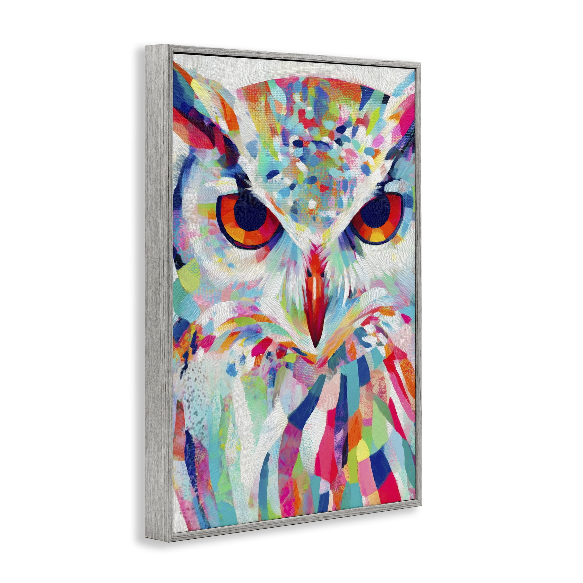 Stupell Industries Expressive Owl Gaze Gray Framed Giclee Art, design by Chromatic Storm Studio