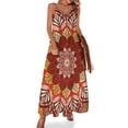 thumbnail image 1 of Vestido bohemio floral estilo bohemio hippie, vestido playero largo con escote en V, vestidos casuales largos con tirantes, ropa de calle de talla grande, 1 of 7