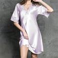 thumbnail image 4 of Nightgowns for Women Inckuding the Women Satin Sleepwear Dress V Neck Short Sleeve Silk Nightgown Lace Sleep Lingerie Night Dress ,Offer great comfort Ideal as XXXL Women's Sleepwear, 4 of 4