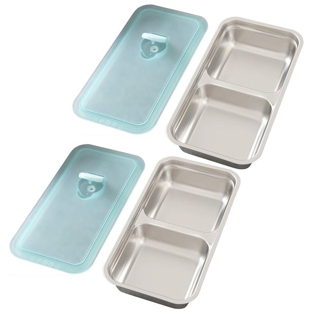 Snack Containers Agarra Y Go Reusable Doble Compartimento Acero Inoxidable (B)