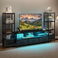 thumbnail image 2 of Dextrus LED TV Stand with Bookcase for Tvs up to 65", Entertainment Stand with Power Outlets, Black, 2 of 6