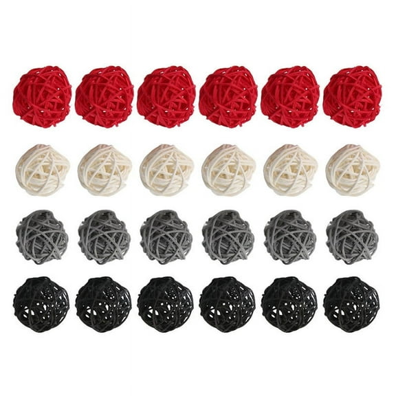 2 Inch Rattan Balls Decorative for Home Decor DIY Filler Ornament Wedding Table Decoration(Black, Grey, Red, White)