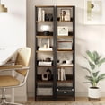thumbnail image 6 of Goldensoil 6 Tiers Narrow Bookcase 11.8 x 11.8 x 66.14", Tall Corner Shelf, Rustic Brown, 6 of 9