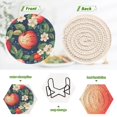thumbnail image 4 of Yayeee 6 PCS Drink Coasters with Holder Set Woven Absorbent Round Tabletop Hot Pad, Blue Apple Pattern, 4 of 7
