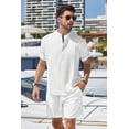 thumbnail image 2 of COOFANDY Men's 2 Pieces Linen Set Henley Shirt Short Sleeve and Shorts Summer Beach Yoga Matching Outfits, 2 of 9
