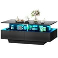 Dextrus Modern Coffee Table with Storage, High Glossy LED Center Tables