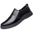 thumbnail image 5 of Zapatos de cuero para hombre, zapatos casuales negros puros, zapatos sin cordones, zapatos de conducción antideslizantes de suela blanda para papá, 5 of 5