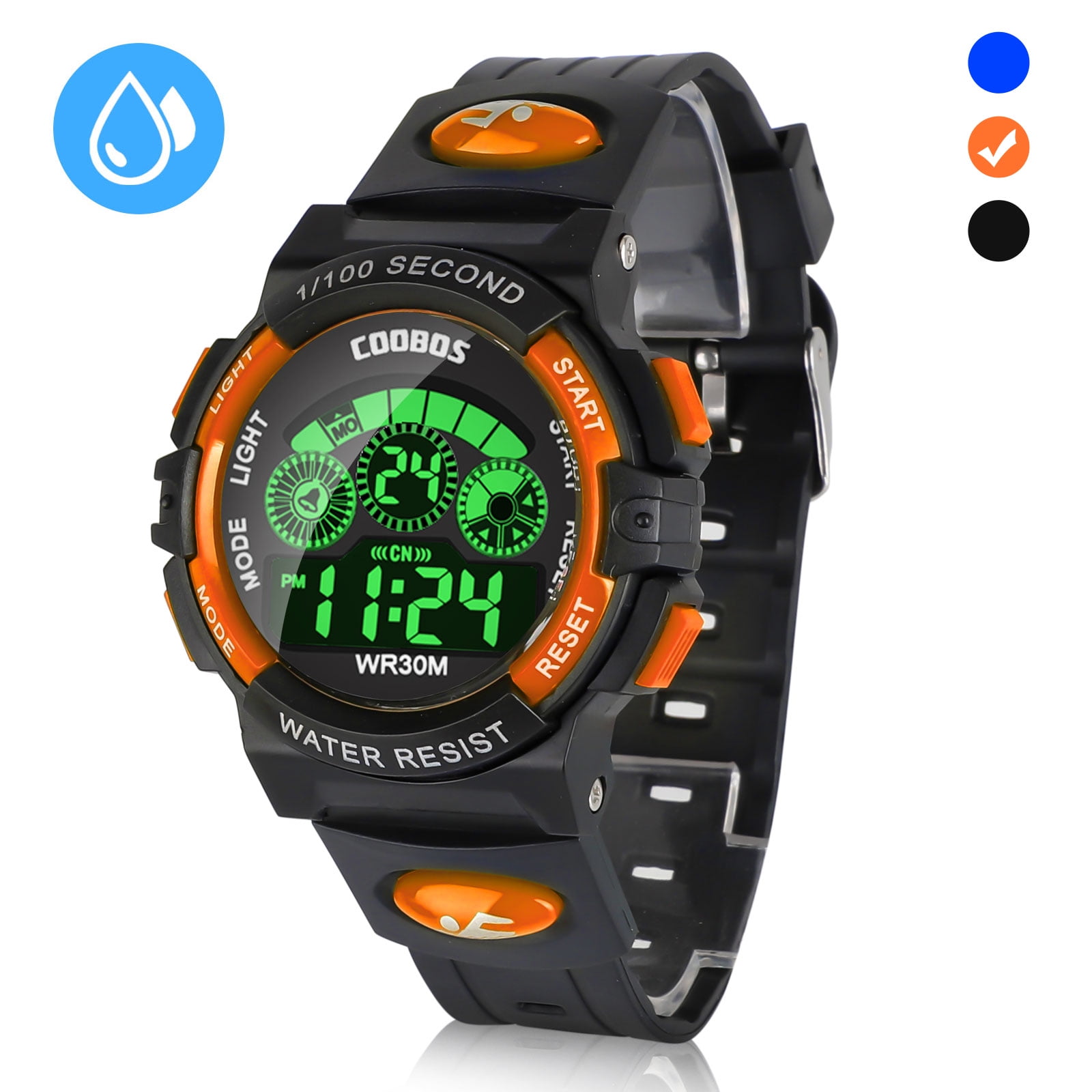 TSV - Kids Digital Watch, Boys Sports Waterproof Led Watches with Alarm, Stopwatch, Multifunctional Outdoor Electronic Analog Quartz Wrist Watches with Colorful LED Display, Gift for Boy Girls Children