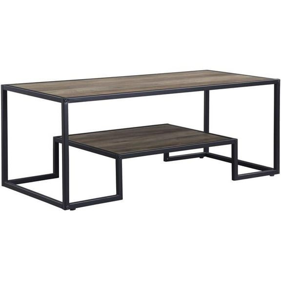 Bowery Hill Contemporary Coffee Table in Rustic Oak & Black Finish