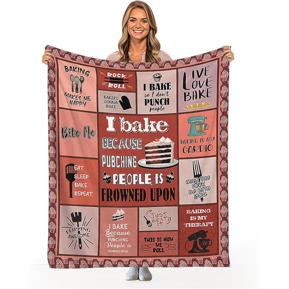 Bake Dessert Throw Blanket, Pink Donuts Food Blanket, Donuts Gifts for Girl Women Flannel Fleece Ultra-Soft Micro Lightweight Cozy Comfort for Bedroom Couch Sofa 50"x40"