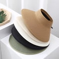 thumbnail image 5 of Women's Sun Visor Hats Wide Brim Straw Beach Hat Ponytail Hats for Women Foldable Floppy Black One Size, 5 of 6