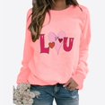 thumbnail image 2 of Busydd Valentine's Day Shirts for Women Fashion Love Heart Print T-Shirts Casual Versatile Round Neck Spring Tops Long Sleeve Valentines Going Out Tops, 2 of 3